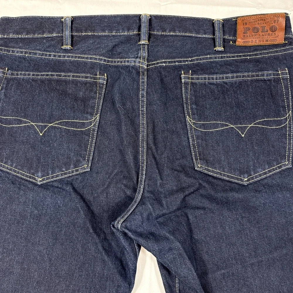 JEANS STRAIGHT Polo Ralph Lauren Men 38x30 Slim  Dark Wash Distress